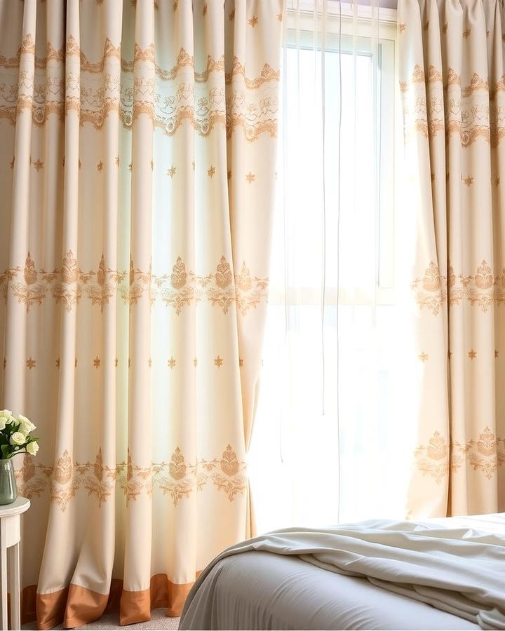 Elegant White and Gold Curtains - 25 White and Gold Bedroom Ideas