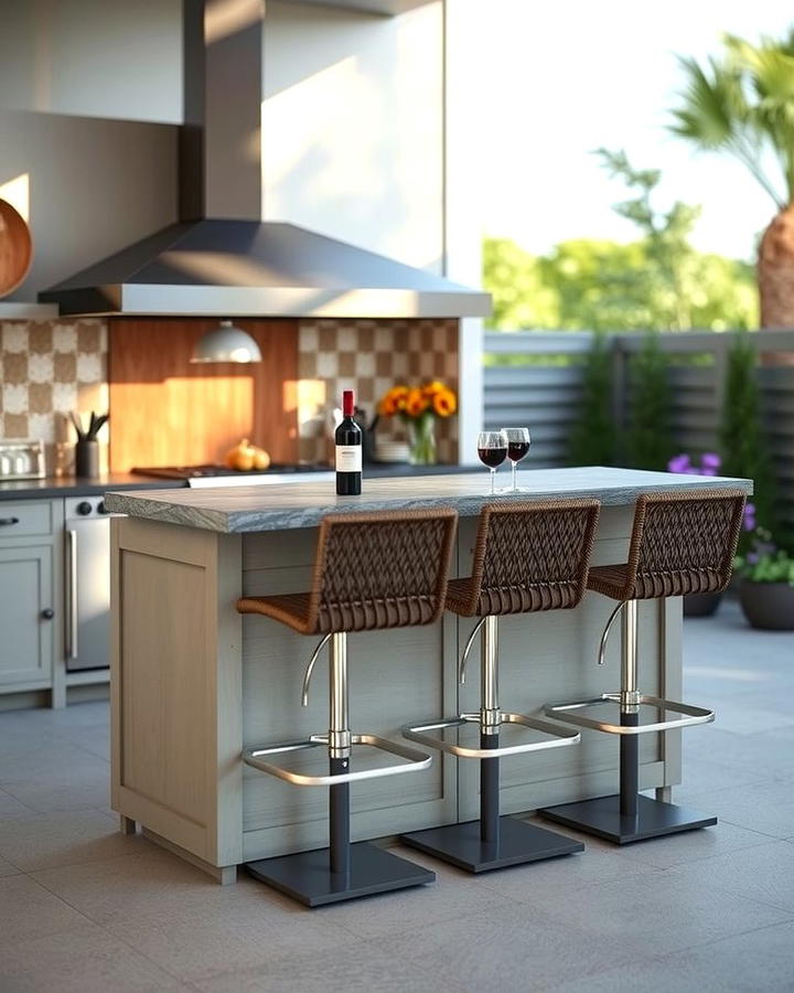 Elevated Bar Seating Island - 25 Outdoor Kitchen Island Ideas