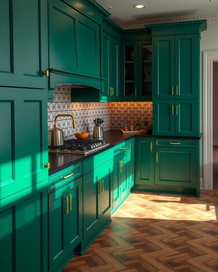 Emerald Green Cabinets with Matte Black Countertops - 30 Green Kitchen Cabinets With Black Countertops