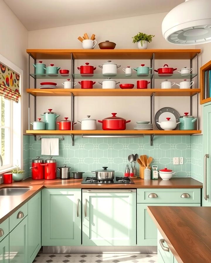 Enamel Cookware Display - 25 Retro Kitchen Ideas