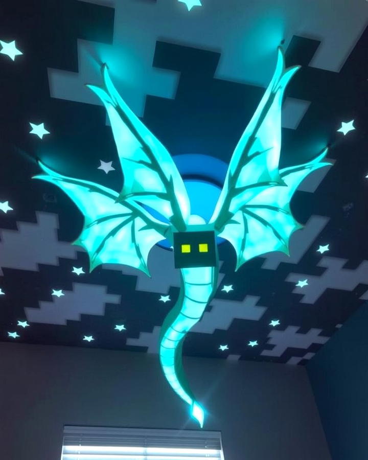 Ender Dragon Ceiling Art - 30 Minecraft Themed Bedroom Ideas