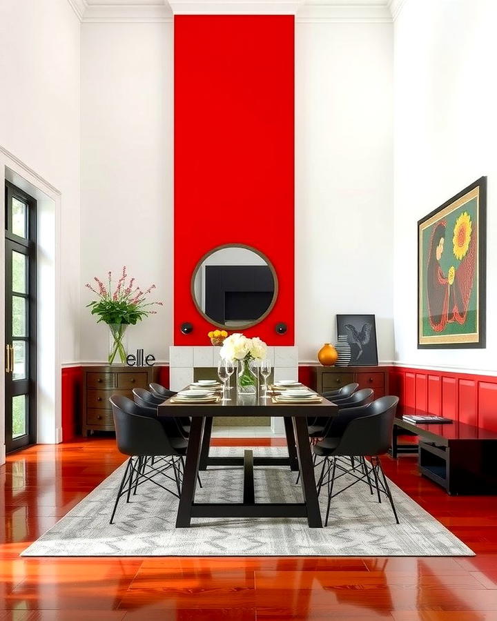 Energetic Red and White Duo - 30 Two Tone Wall Paint Ideas