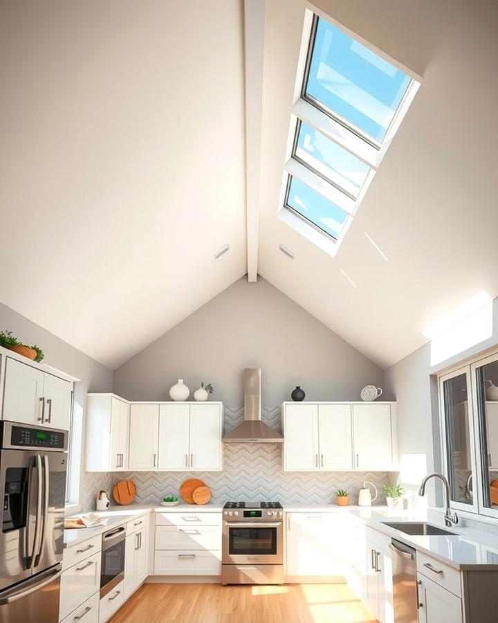 Enhanced Lighting with Skylights - 25 Vaulted Ceiling Kitchen Ideas