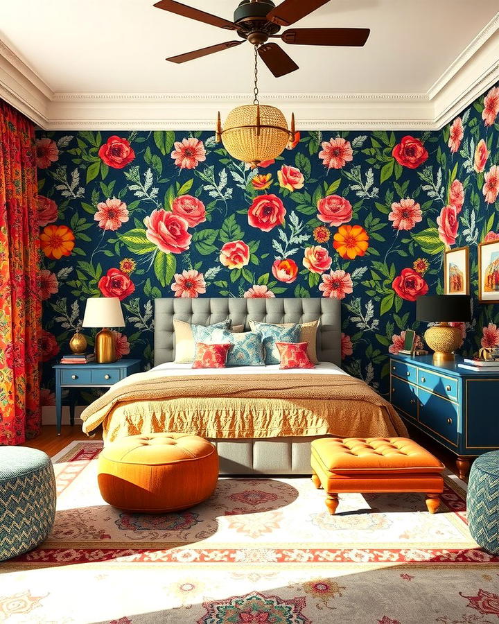 Experiment with Bold Wallpapers - 30 Bohemian Maximalist Decor Ideas