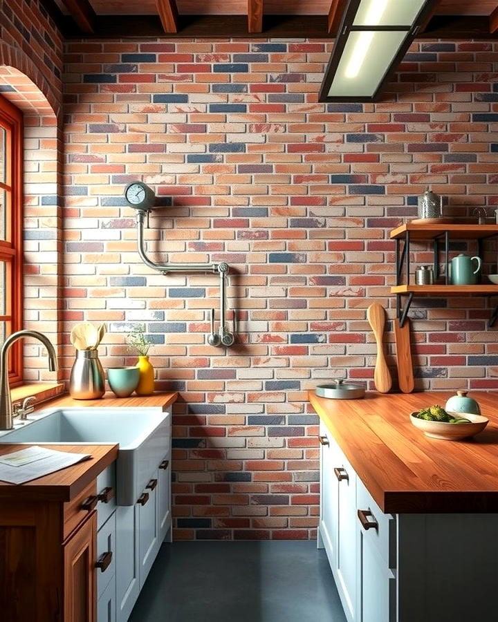 Exposed Brick Backsplash - 25 Rustic Backsplash Ideas