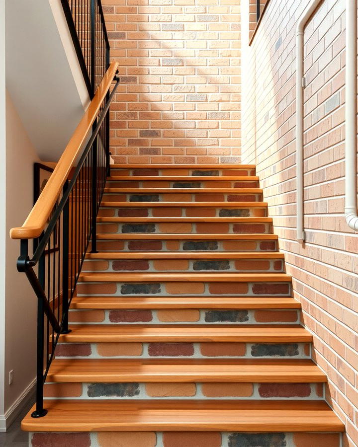 Exposed Brick Finish - 25 Stair Riser Ideas