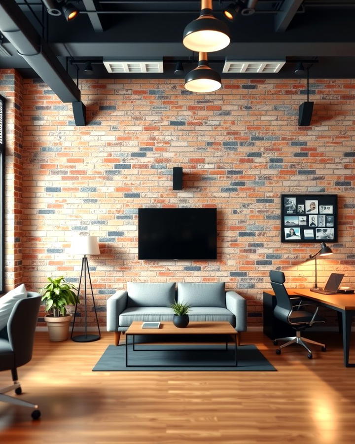 Exposed Brick Wall - 25 Office Accent Wall Ideas