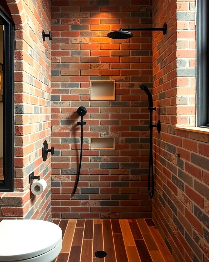 Exposed Brick Walls for Industrial Rustic Appeal - 25 Rustic Walk-in Shower Ideas