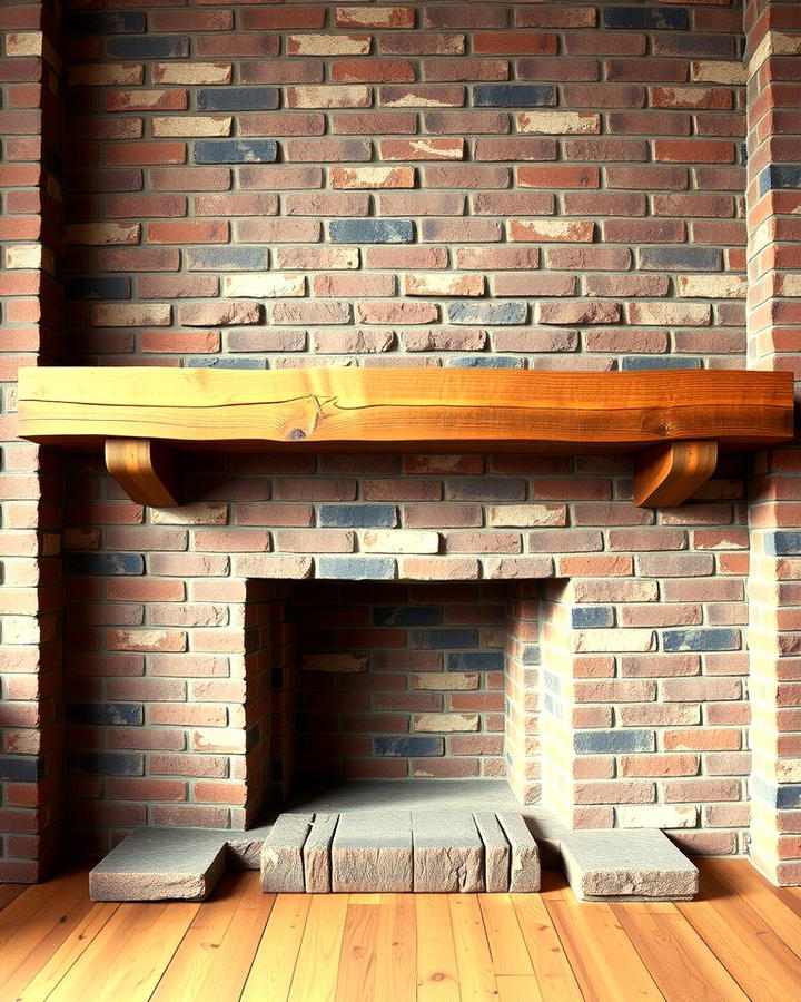 Exposed Brick and Wood Mantel Pairing - 25 Rustic Brick Fireplace Ideas