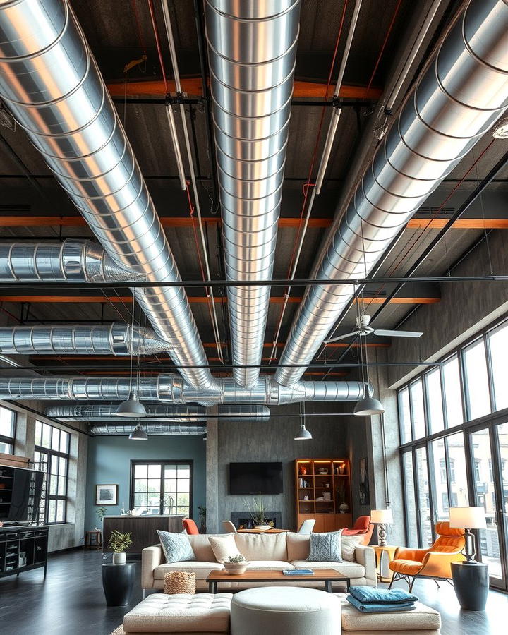 Exposed Ductwork - 30 Industrial Living Room Ideas