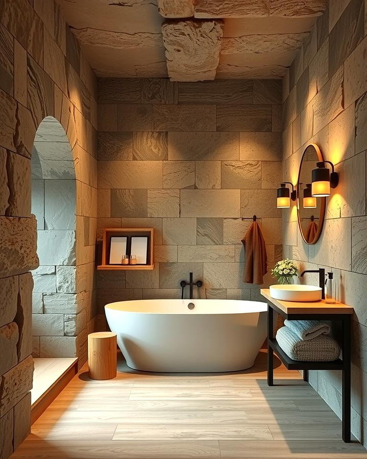 Exposed Stone Walls - 25 Stone Bathroom Ideas