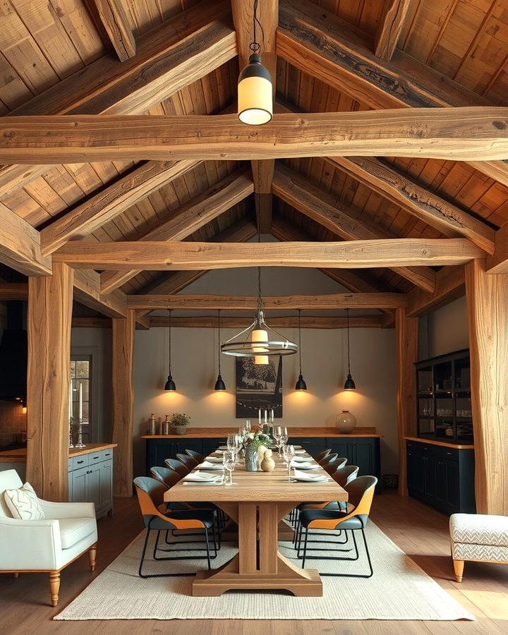 Exposed Wooden Beams 2 - 30 Rustic Dining Room Ideas