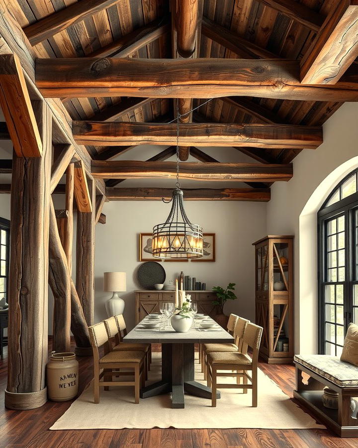 Exposed Wooden Beams - 30 Rustic Dining Room Ideas