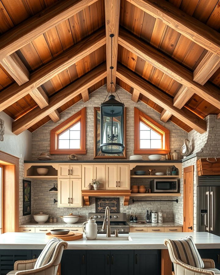 Exposed Wooden Beams - 25 Mountain House Kitchen Ideas