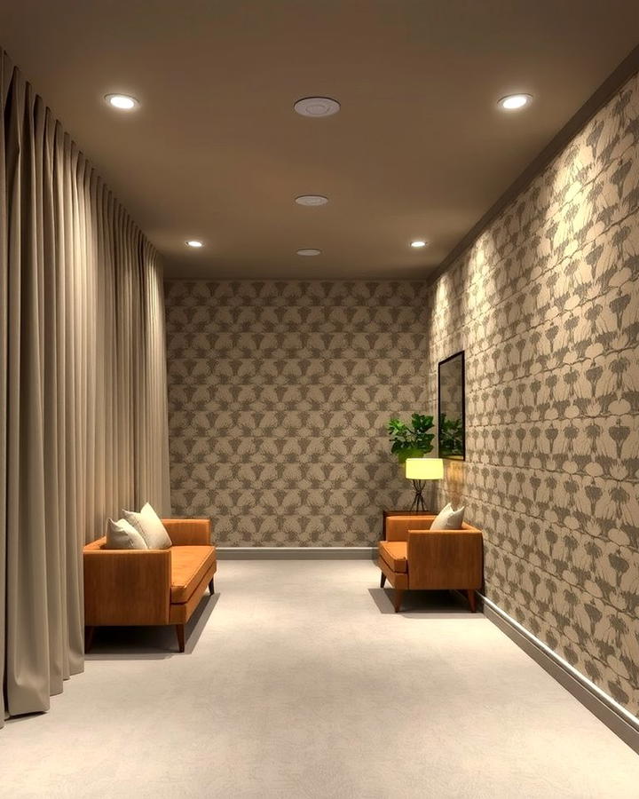 Fabric Covered Walls for Soft Elegance - 30 Basement Wall Ideas