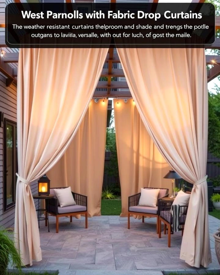 Fabric Drop Curtains - 25 Pergola Cover Ideas