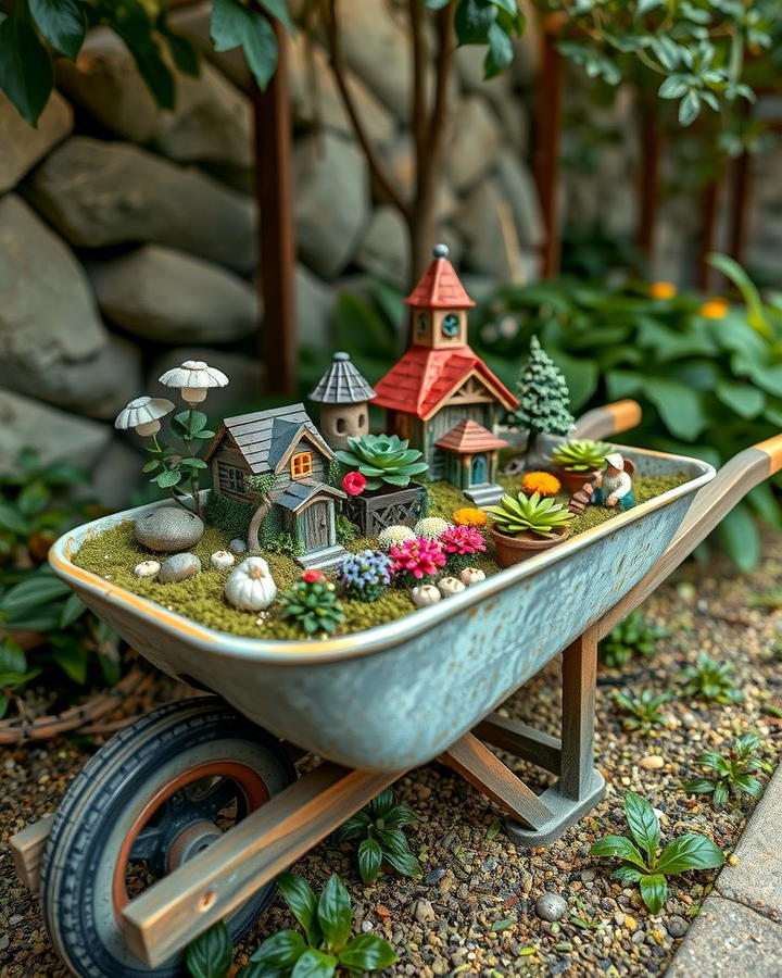 Fairy Garden Display - 25 Old Wheelbarrow Ideas