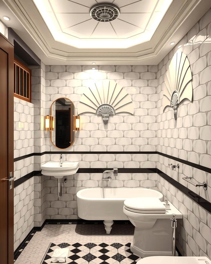 Fan Shaped Motifs - 30 Art Deco Bathroom Ideas