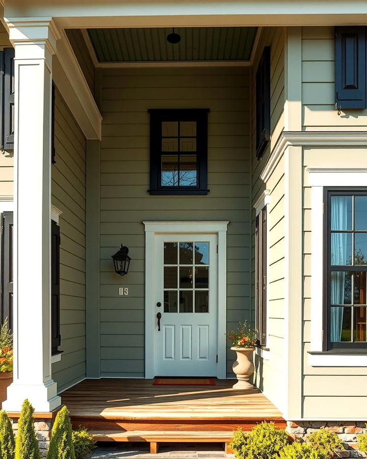 Farmhouse Charm - 25 Sage Green House With Black Trim Ideas