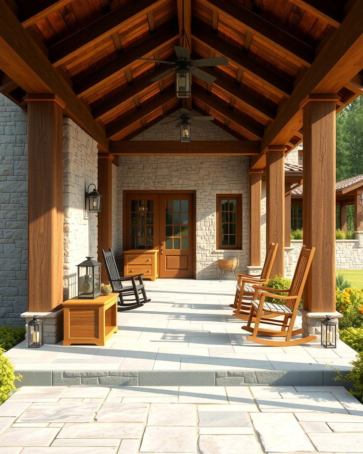 Farmhouse Stone Porch - 25 Stone Porch Ideas