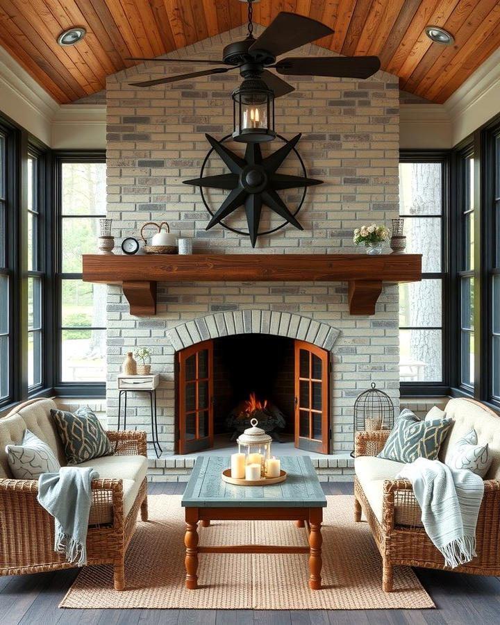 Farmhouse Style Fireplace Warmth - 25 Screened-in Porch With Fireplace Ideas