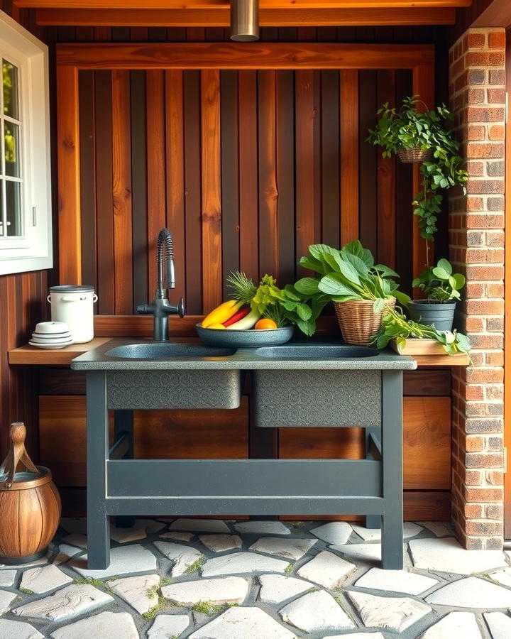 Farmhouse Style Outdoor Sink - 25 outdoor sink ideas