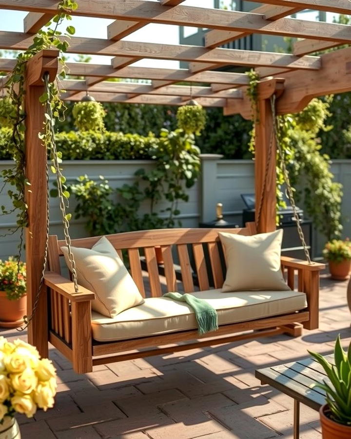 Farmhouse Swing Bench - 30 Farmhouse Patio Ideas