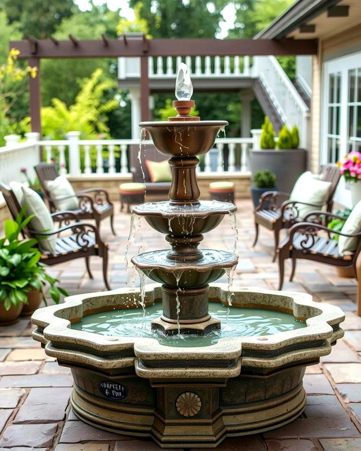 Farmhouse Water Fountain - 30 Farmhouse Patio Ideas