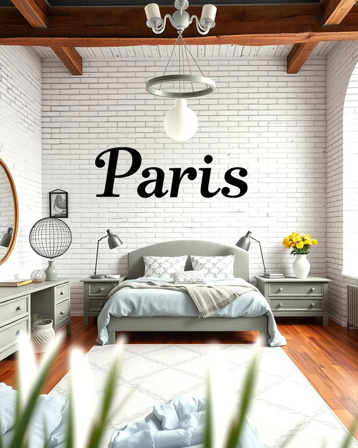 Faux Brick Walls - 25 Paris-themed Bedroom Ideas