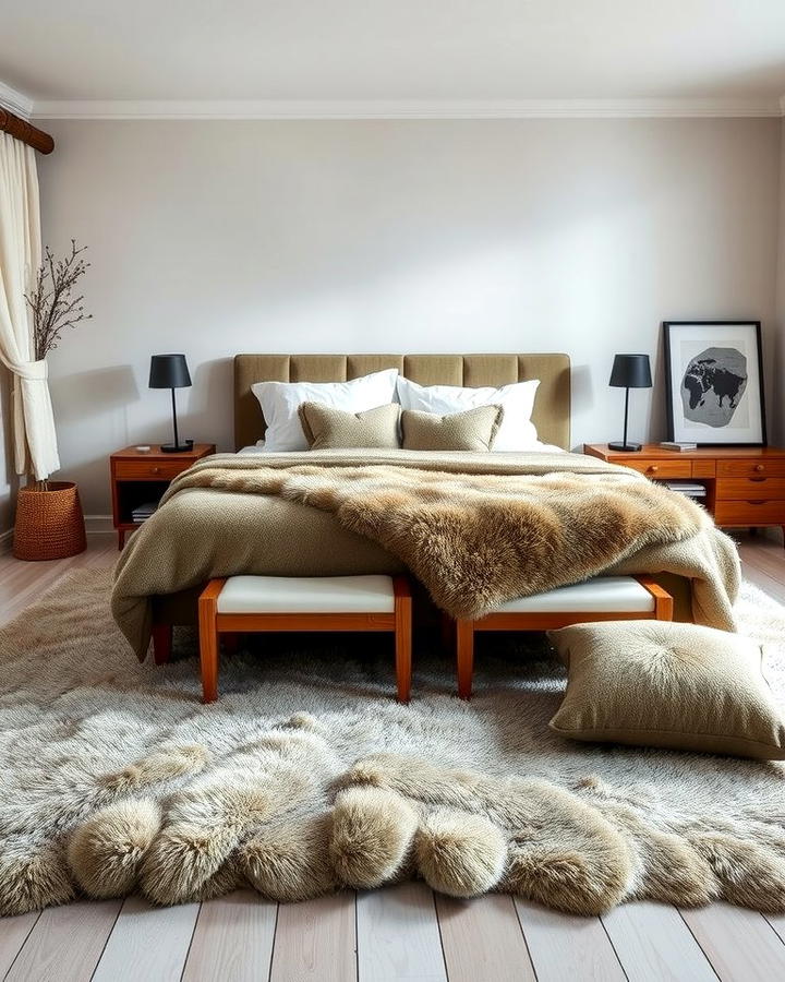 Faux Fur Accents - 25 Viking Bedroom Ideas