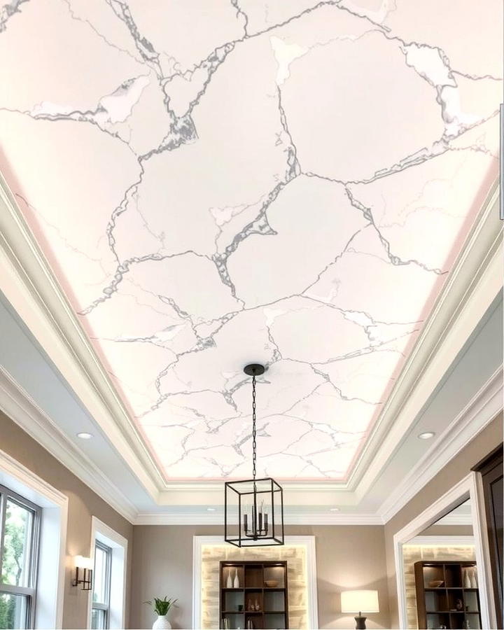 Faux Marble Finish - 25 Reverse Tray Ceiling Ideas