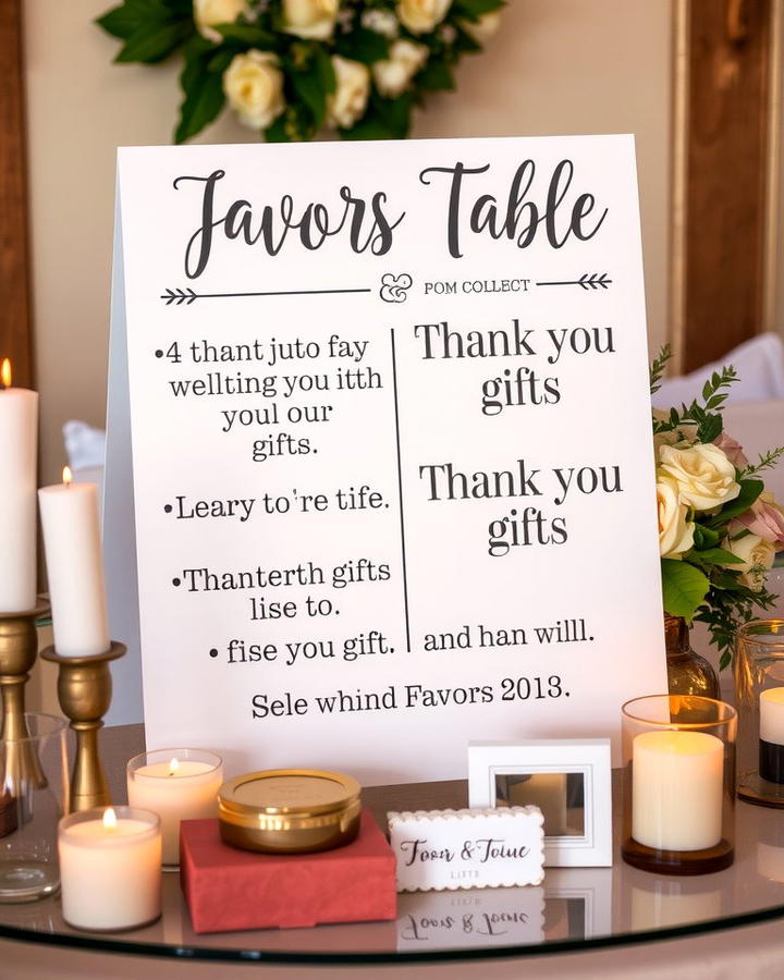 Favors Table Sign - 30 Wedding Sign Ideas