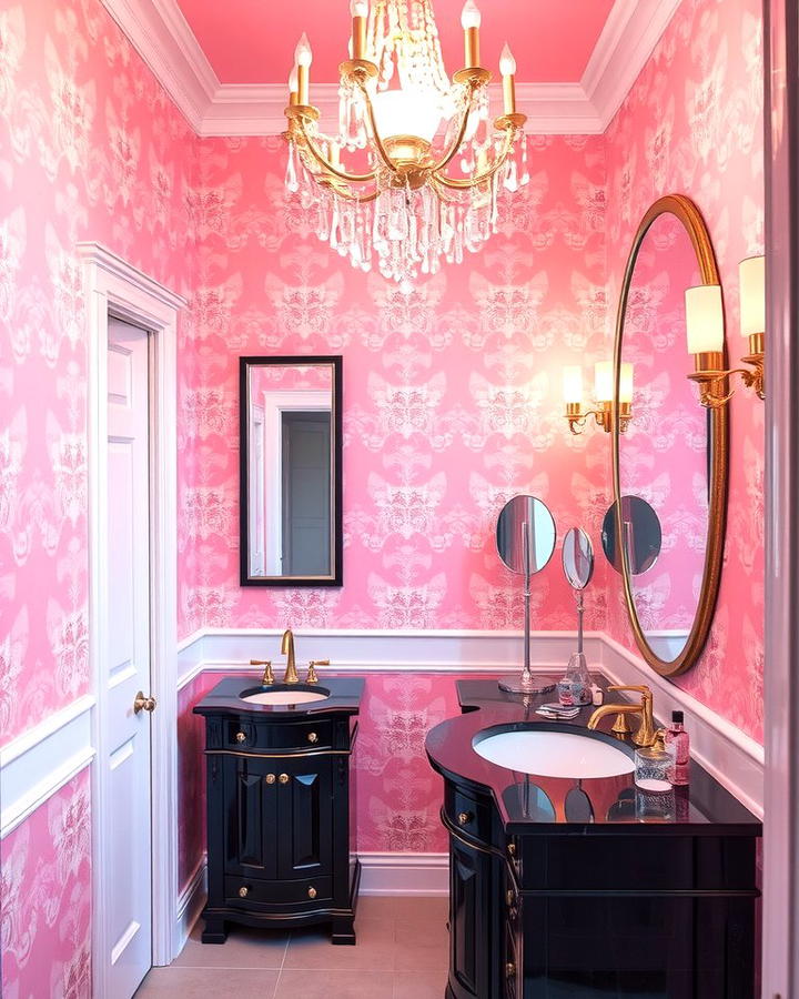 Feminine Glam Pink and Black Bathroom - 25 Pink and Black Bathroom Ideas