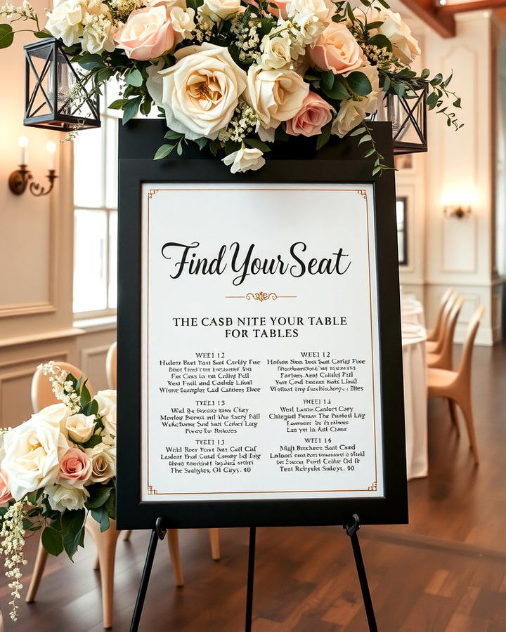 Find Your Seat Escort Card Display Sign - 30 Wedding Sign Ideas