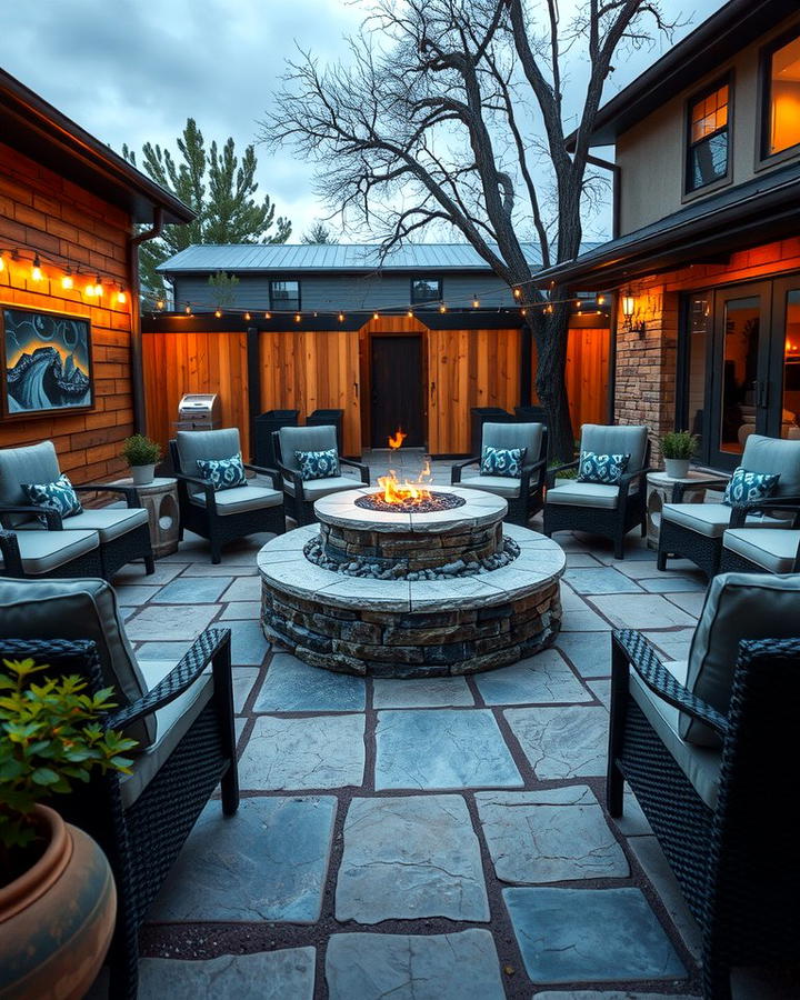 Fire Pit Centerpiece for Semi Circle Patios - 25 Semi Circle Patio Ideas and Inspiration