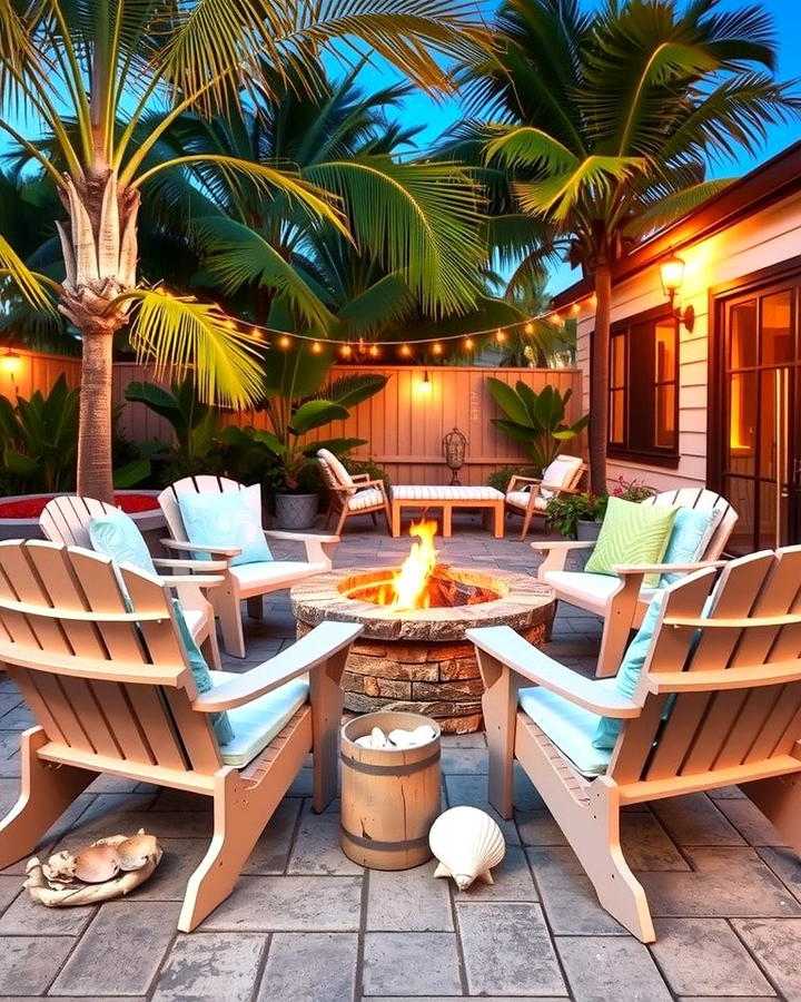 Fire Pit with Coastal Decor - 25 Tropical Patio Ideas