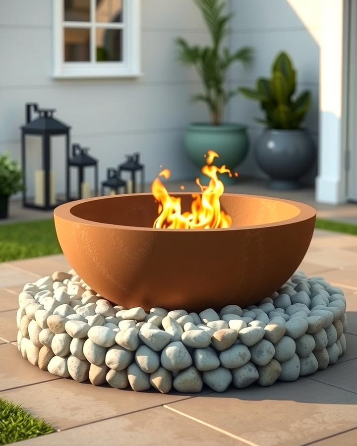 Fire Pit with Pebble Base - 25 Rock Fire Pit Ideas