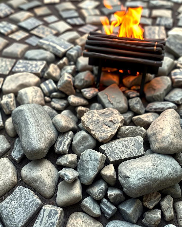 Fire Pit with River Rocks for a Smooth Finish - 25 Rock Fire Pit Ideas