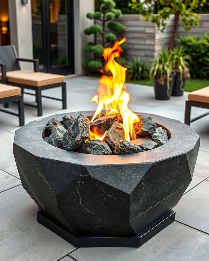 Fire Pit with Slate Rocks for a Sophisticated Look - 25 Rock Fire Pit Ideas