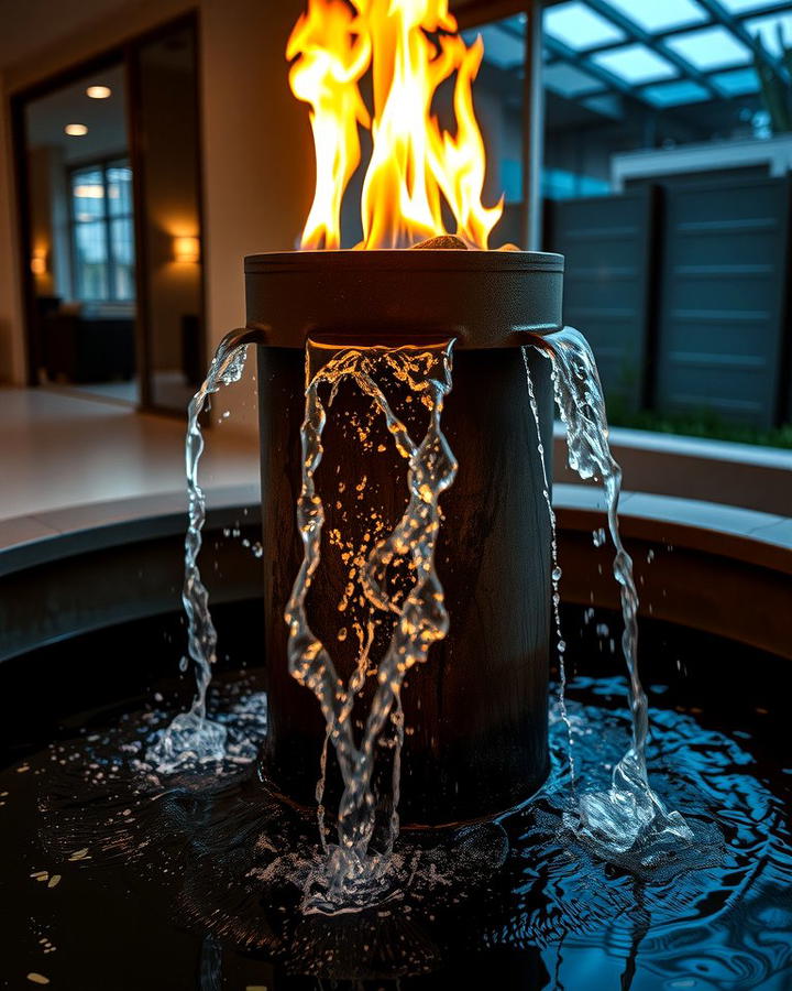 Fire and Water Combination - 25 Small Pool Waterfall Ideas