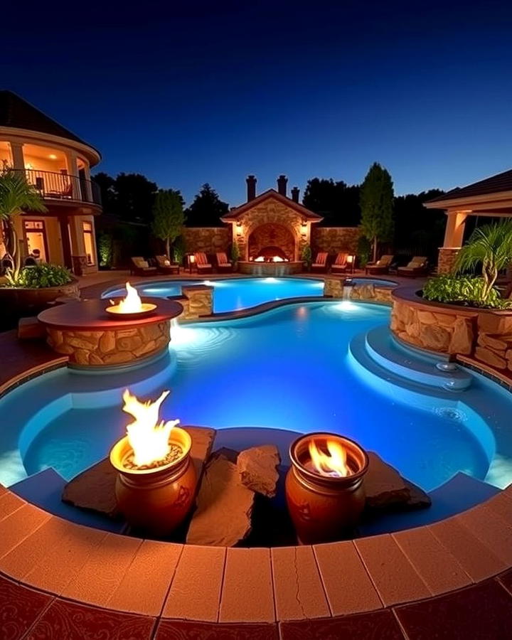 Fire and Water Features - 25 Semi Inground Pool Ideas