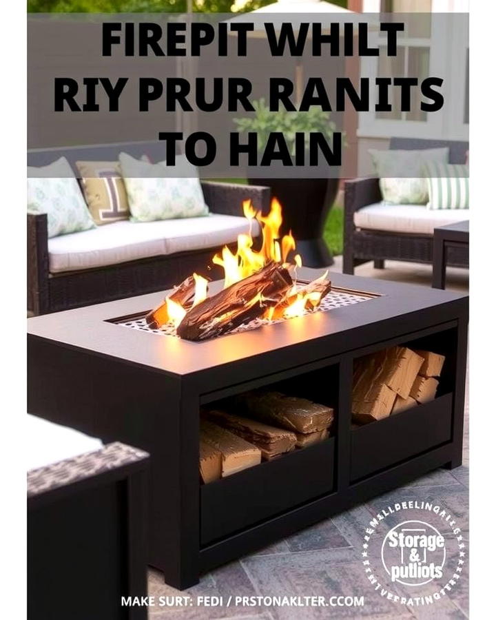 Firepit with Built In Storage - 25 Patio Ideas With Firepit