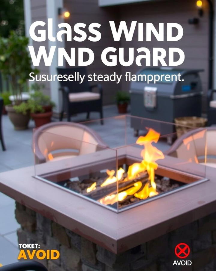 Firepit with Glass Wind Guard - 25 Patio Ideas With Firepit