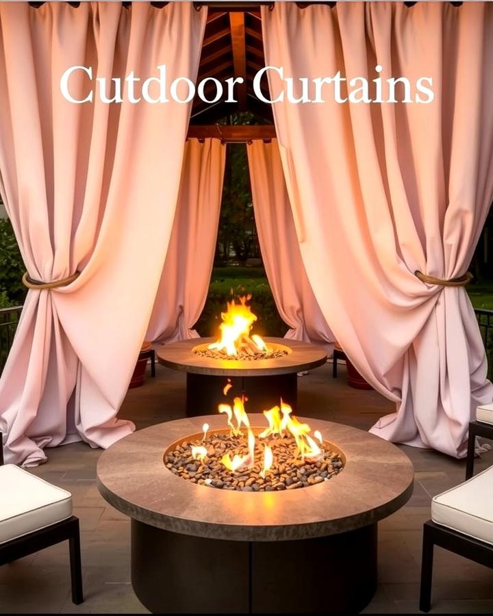 Firepit with Outdoor Curtains - 25 Patio Ideas With Firepit