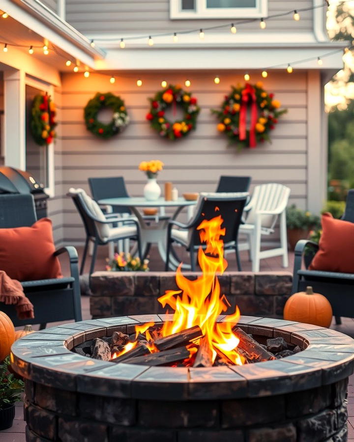 Firepit with Seasonal Decor - 25 Patio Ideas With Firepit