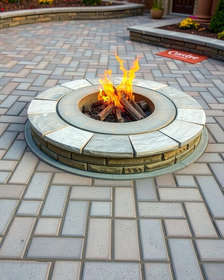 Firepit with Stone Paver Surround - 25 Patio Ideas With Firepit