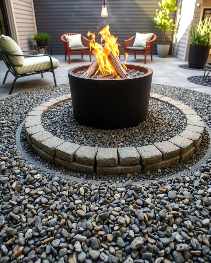 Firepit with Surrounding Gravel Area - 25 Patio Ideas With Firepit