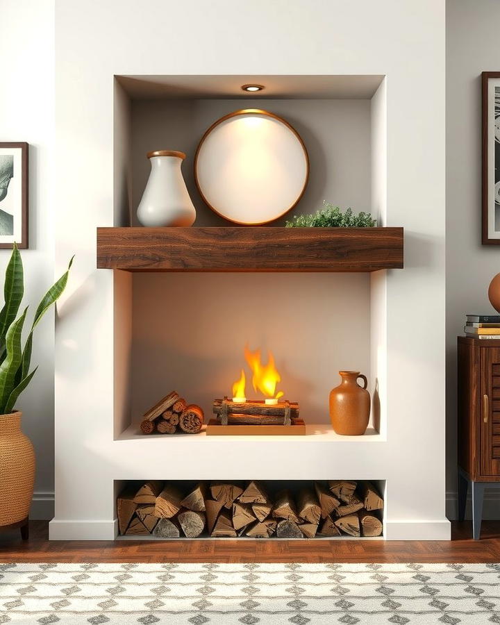 Fireplace Niche Storage - 30 Fireplace Built-in Ideas