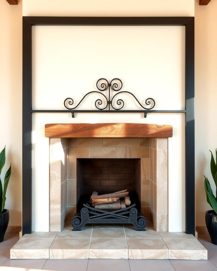 Fireplace with Bold Black Frame - 25 Spanish Style Fireplace Ideas