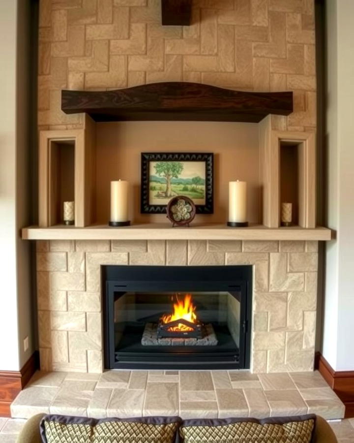 Fireplace with Built In Niches - 25 Spanish Style Fireplace Ideas